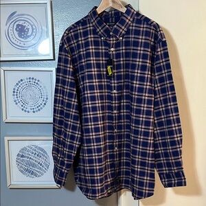 NWT Daniel Cremieux Shirt Mens XXL Classics Button Front Long Sleeve Plaid